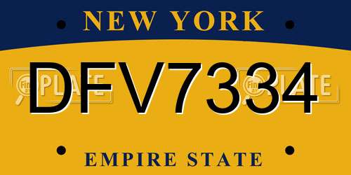 DFV7334 New York License Plate