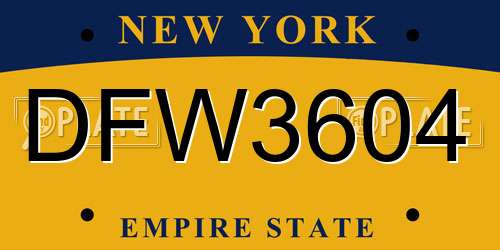 DFW3604 New York License Plate