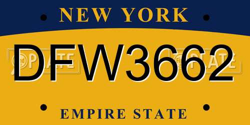 DFW3662 New York License Plate