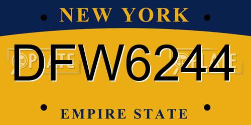 DFW6244 New York License Plate