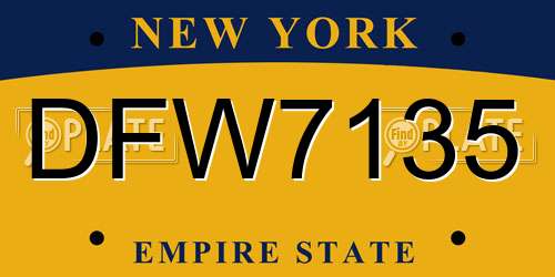 DFW7135 New York License Plate