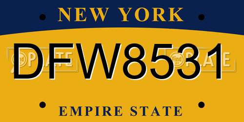DFW8531 New York License Plate