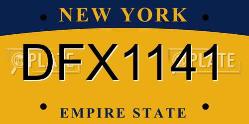 DFX1141 New York License Plate