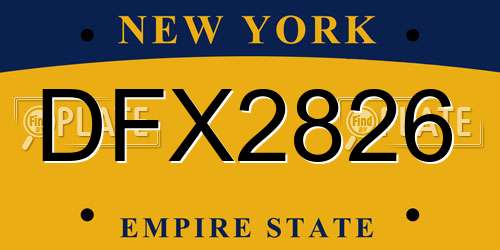 DFX2826 New York License Plate