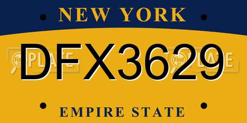 DFX3629 New York License Plate