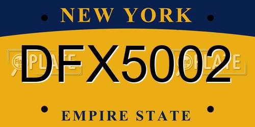 DFX5002 New York License Plate