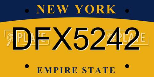 DFX5242 New York License Plate