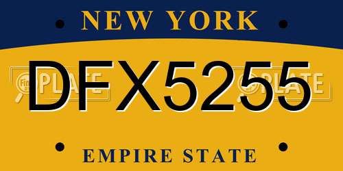 DFX5255 New York License Plate