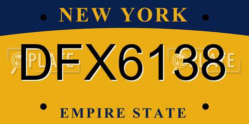 DFX6138 New York License Plate