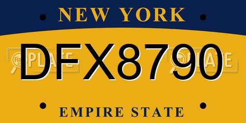 DFX8790 New York License Plate