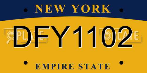 DFY1102 New York License Plate
