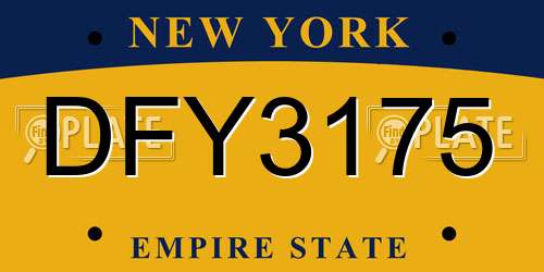DFY3175 New York License Plate