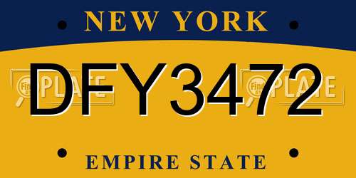 DFY3472 New York License Plate