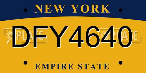DFY4640 New York License Plate