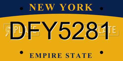 DFY5281 New York License Plate