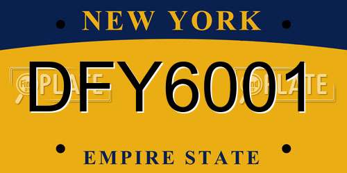 DFY6001 New York License Plate