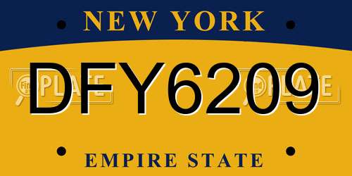 DFY6209 New York License Plate
