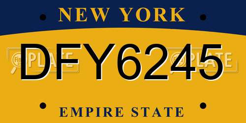 DFY6245 New York License Plate