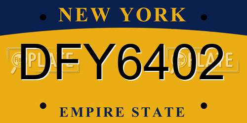 DFY6402 New York License Plate