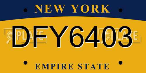 DFY6403 New York License Plate
