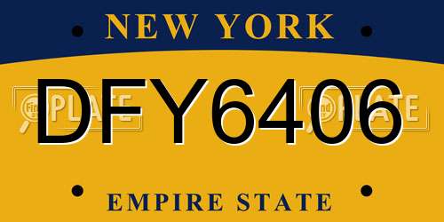 DFY6406 New York License Plate