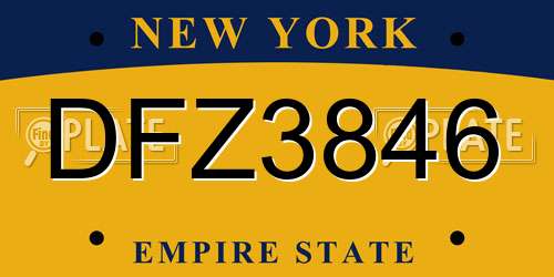 DFZ3846 New York License Plate