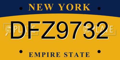 DFZ9732 New York License Plate