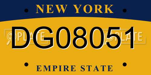 DG08051 New York License Plate
