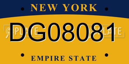 DG08081 New York License Plate