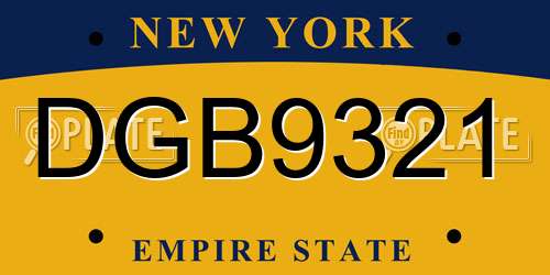 DGB9321 New York License Plate