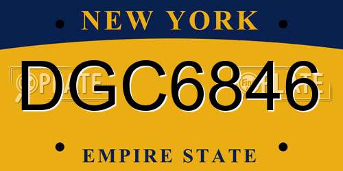 DGC6846 New York License Plate