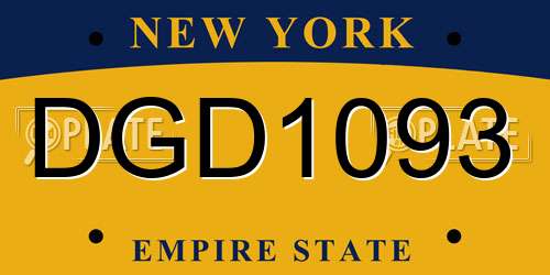 DGD1093 New York License Plate