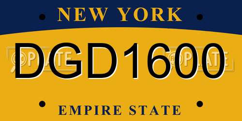 DGD1600 New York License Plate