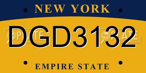 DGD3132 New York License Plate