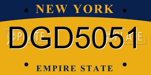 DGD5051 New York License Plate