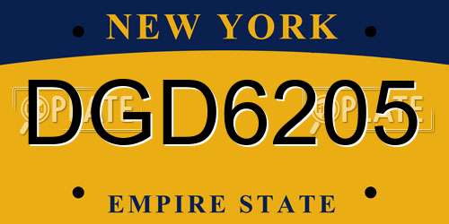 DGD6205 New York License Plate
