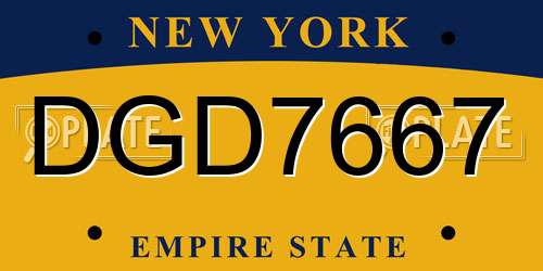 DGD7667 New York License Plate