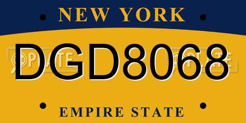 DGD8068 New York License Plate