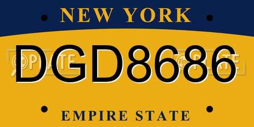 DGD8686 New York License Plate