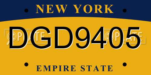DGD9405 New York License Plate