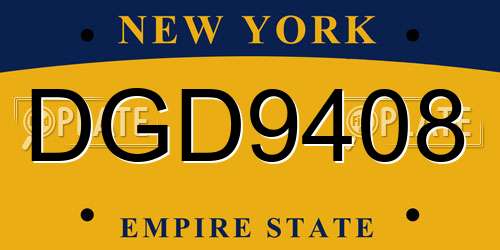 DGD9408 New York License Plate