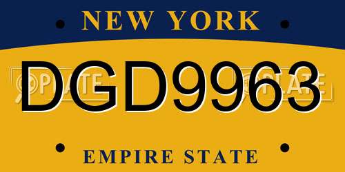 DGD9963 New York License Plate