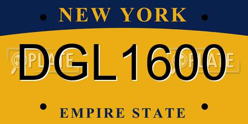 DGL1600 New York License Plate