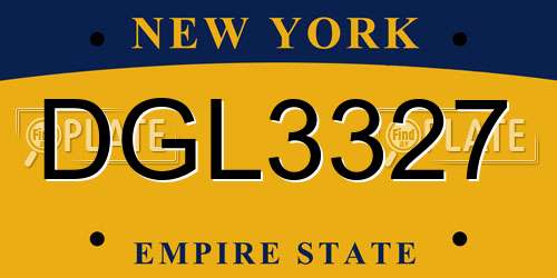 DGL3327 New York License Plate