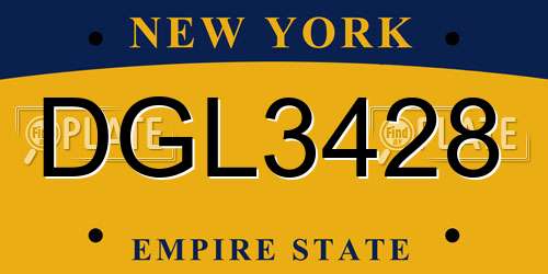 DGL3428 New York License Plate