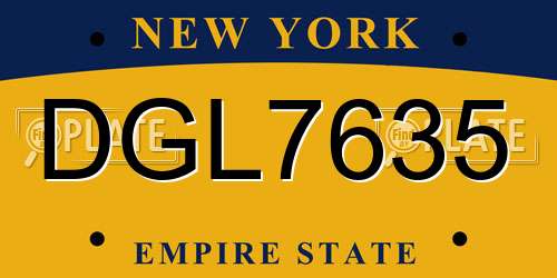 DGL7635 New York License Plate