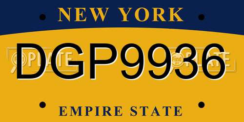 DGP9936 New York License Plate