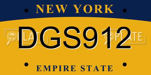 DGS912 New York License Plate