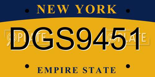 DGS9451 New York License Plate