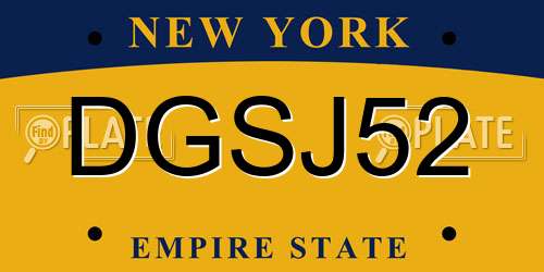 DGSJ52 New York License Plate